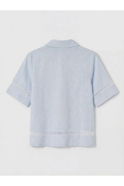 LC Waikiki Γυναικείο πουκάμισο με μπλε ρίγες και διάτρητη λεπτομέρεια