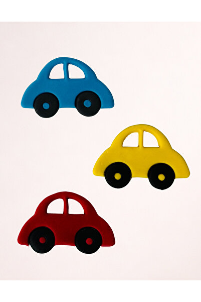 FigurinArt Σετ φιγούρες τούρτας από ζαχαρόπαστα - 3 έγχρωμα αυτοκινητάκια - Χ...