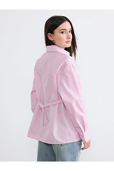 LC Waikiki Ροζ Petite Ριγέ Γυναικείο Πουκάμισο