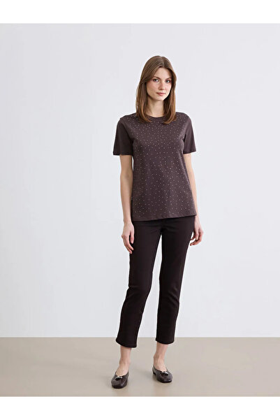 LC Waikiki Καφέ ψηλόμεσο γυναικείο τζιν παντελόνι Paperbag