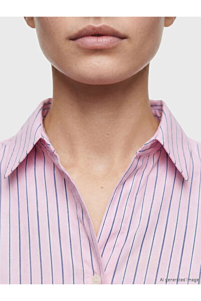 LC Waikiki Ροζ ριγέ γυναικείο πουκάμισο