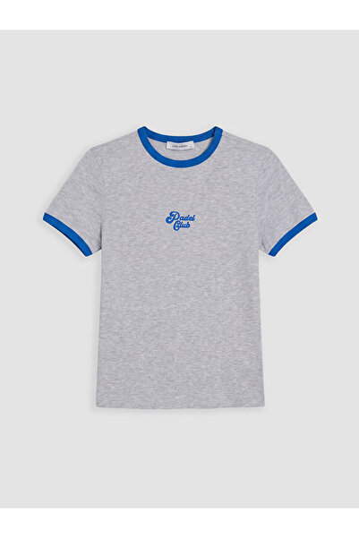 LC Waikiki Rmz Gi̇yi̇m Farkiyla Zero Roba Collar Embroidered Women's T-Shirt