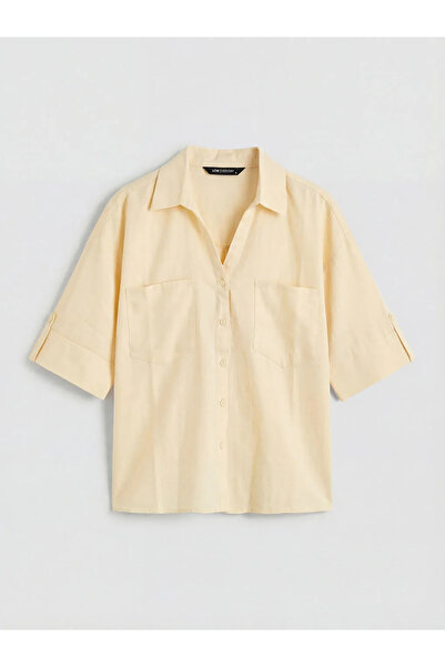 LC Waikiki Κίτρινο γυναικείο πουκάμισο από ποπλίνα