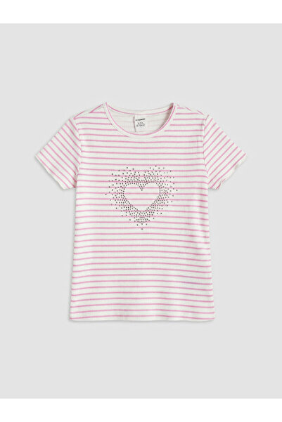 LC Waikiki Rmz Gi̇yi̇m Farki̇yla Stoned Girls' Ribbed T-Shirt