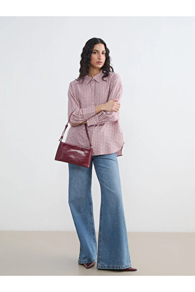 LC Waikiki Ροζ καρό γυναικείο πουκάμισο