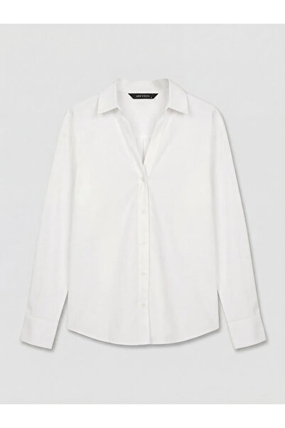 LC Waikiki Λευκό γυναικείο πουκάμισο από ποπλίνα