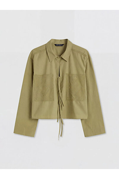 LC Waikiki Πράσινο Γυναικείο Πουκάμισο με Κέντημα