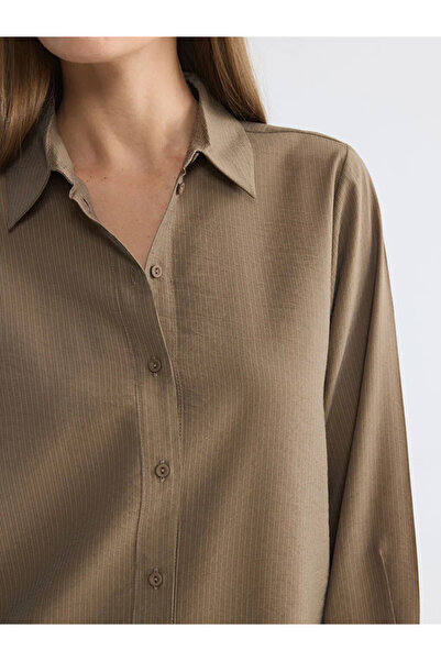 LC Waikiki Γυναικείο πουκάμισο με καφέ υφή