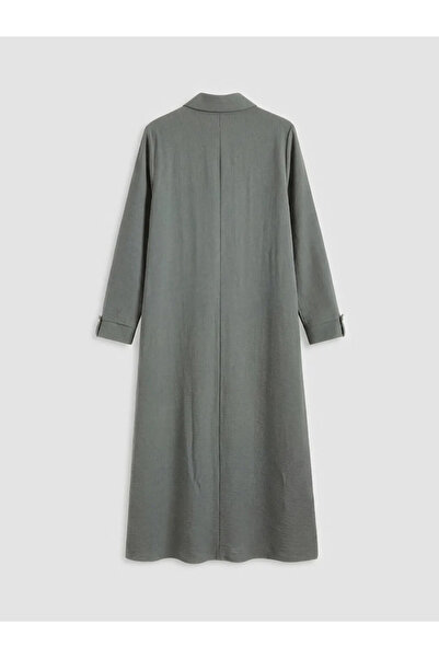 LC Waikiki Χακί πουκαμισένια φανέλα με λινό γιακά και εμφάνιση λινής υφής