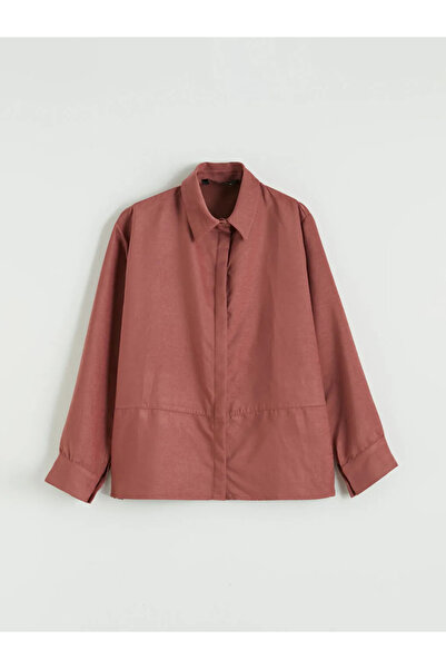 LC Waikiki Γυναικείο πουκάμισο από σατέν με όψη δαμασκηνί