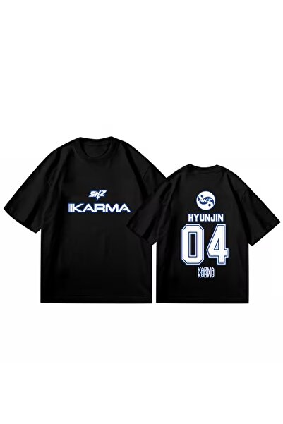 Le Savu Μπλουζάκι SKZ με συνδυασμό σχεδίων, unisex, oversized