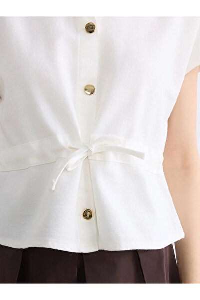 LC Waikiki Λευκό πουκάμισο με γιακά, γυναικείο γιλέκο