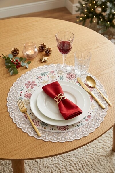 Rona Home Στρογγυλό χριστουγεννιάτικο διάδρομο με σχέδιο νιφάδας χιονιού - Δι...