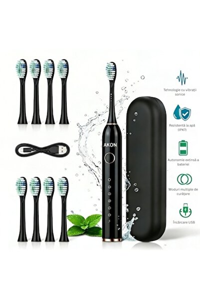 AKON ®   Periuță de dinți electrică sonică, 40000 VPM, 6 moduri, 3 nivele, US...