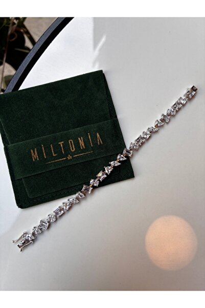 Miltonia Kristal Geometri Sıralı 925s Gümüş Bileklik