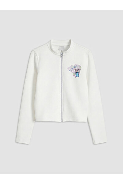 LC Waikiki Φούτερ με φερμουάρ για κορίτσια με στάμπα Stitch και Angel, με απα...