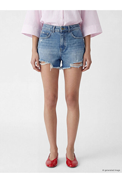 LC Waikiki Women's Jean Shorts with Ripped Detail