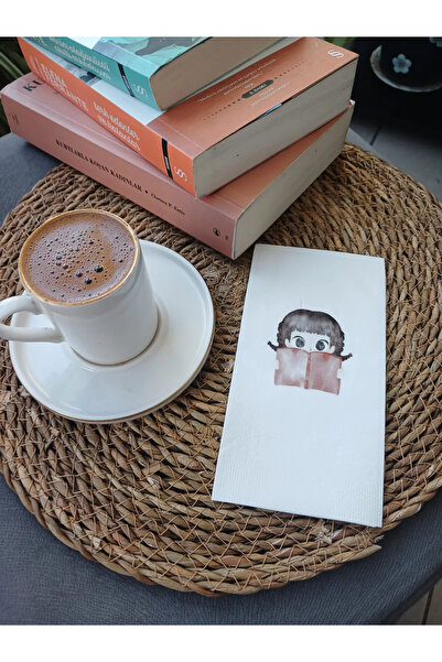 Bymarydesing Cute Girl Napkin – Coffee Themed Decorative Paper Napkin 12 Pack