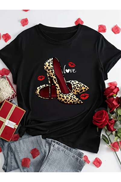 gencerco Μπλουζάκι Premium Oversize με στάμπα με μοτίβο λεοπάρ παπουτσιών με ...