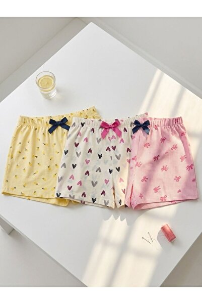 BLUE NIL Σετ 3 τεμαχίων βαμβακερό, λεπτό, αναπνεύσιμο, σατέν σορτς με λεπτομέ...