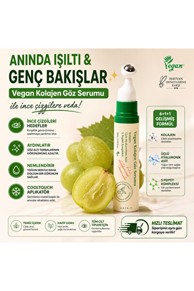axis-yy Vegan Kolajen Göz Serumu Soğuk Başlıklı Aydınlatıcı ve Nemlendirici 1...