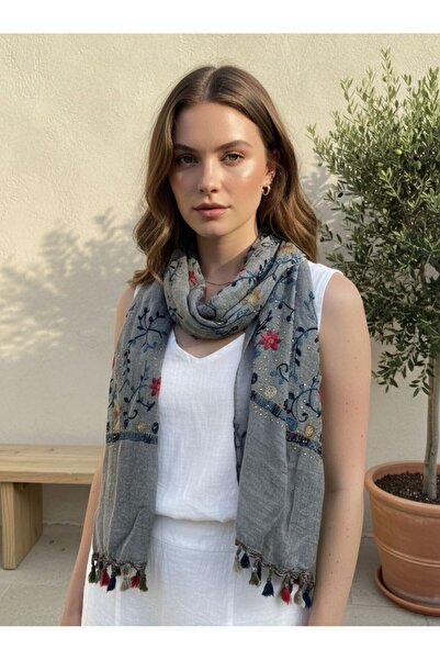 sumoda Γυναικείο καλοκαιρινό σάλι πολλαπλών χρήσεων με έθνικ σχέδια και πέτρες