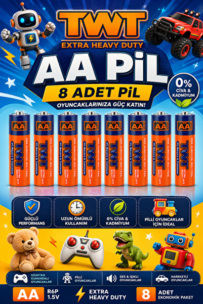 TRENDZONE AA 1.5V Kalem Pil 8'li Paket Oyuncaklar İçin Güçlü Uzun Ömürlü