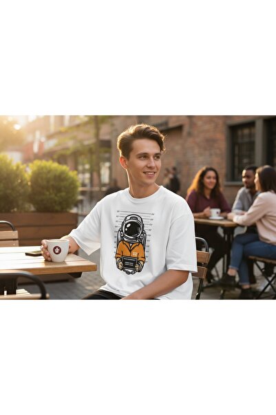 URBANTRENDSTORE Unisex astronaut jednostavna osnovna letnja bela majica za le...