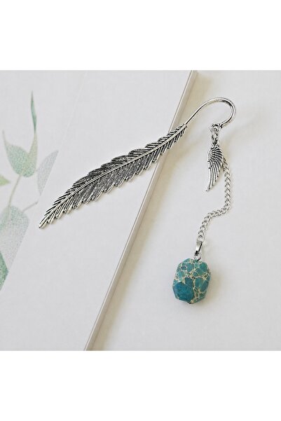 GlassySKY Διακοσμημένος σελιδοδείκτης από φυσική πέτρα τιρκουάζ, δώρο για δάσ...