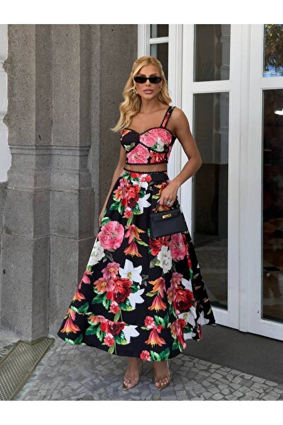 WellWay Atlas Υφασμάτινο Σετ με Λουλουδάτο Σχέδιο, Λεπτομέρεια Τσέπης στον Λα...