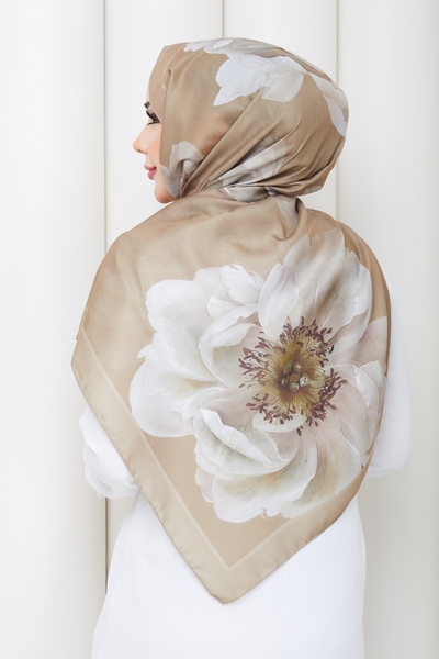 TOBAİ Water Pearl Rose Patterned Cotton Soft Fabric Hijab Daily Shawl Rose