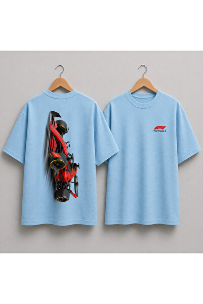 VODEXA Tricou oversize unisex, roșu, cu imprimeu vehicul, 100% bumbac, croial...