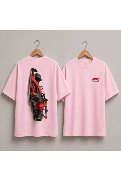 VODEXA Tricou oversize unisex, roșu, cu imprimeu vehicul, 100% bumbac, croial...