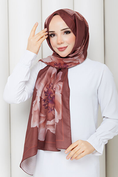 TOBAİ Water Pearl Rose Patterned Cotton Soft Fabric Hijab Daily Shawl Rose