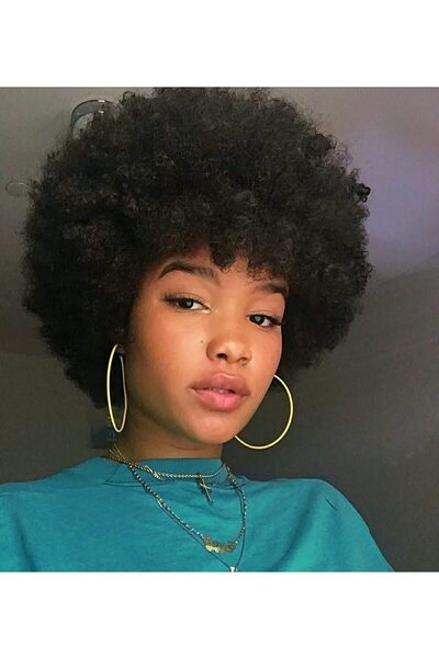 Other Xtrend 8 ιντσών Κοντή Αφρο-σγουρή Περούκα - Μαύρα Αφράτα Συνθετικά Μαλλ...