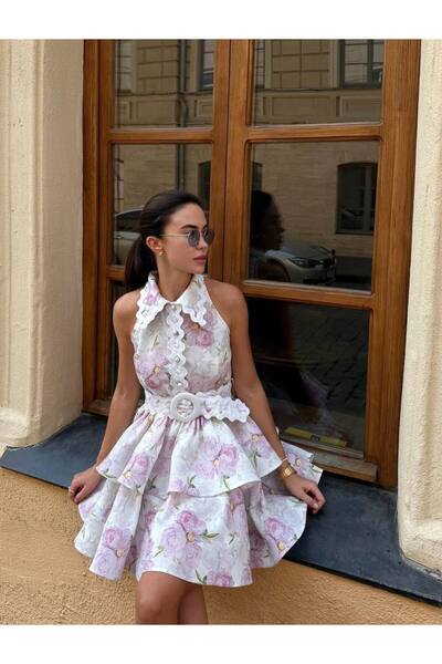 WellWay Φόρεμα από λινό ύφασμα Zimmerman με δαντέλα και λεπτομερή σχεδίαση-(Π...