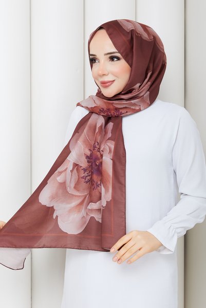TOBAİ Water Pearl Rose Patterned Cotton Soft Fabric Hijab Daily Shawl Rose