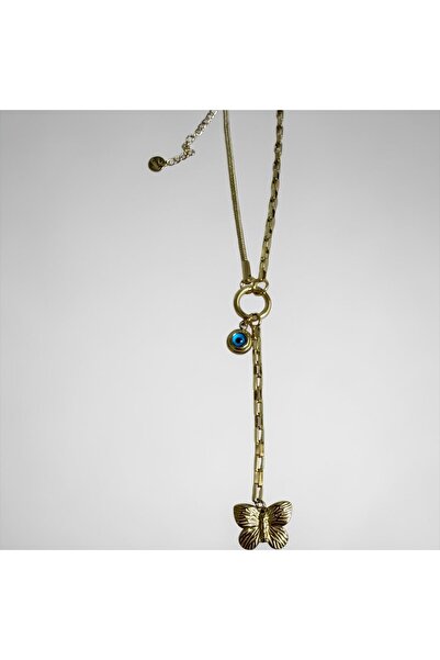 Laviona jewelry قلادة على شكل فراشة من الفولاذ طراز Y