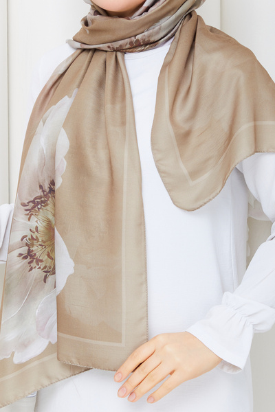 TOBAİ Water Pearl Rose Patterned Cotton Soft Fabric Hijab Daily Shawl Rose