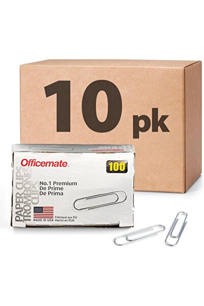 officemate مشابك ورقية رقم. 1، 1000 مشبك ورق (10 علب، كل علبة تحتوي على 100 ق...