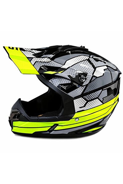 FIXATO Κράνος Μοτοσικλέτας/Εντούρο, Άνετο εσωτερικό, Πολλαπλός αερισμός, Γκρι...