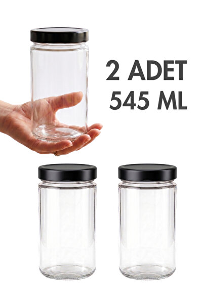 Milea 2 Pcs Black Color Deep Lidded Transparent Jam Sauce Canned Peanut Butte...