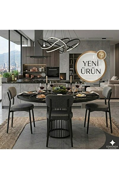 EDMONDA EV AKSESUAR LİZBON MUTFAK MASASI TAKIMI YEMEK ODASI TAKIMI 100 CM ÇAP...