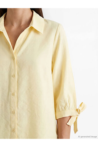 LC Waikiki Κίτρινο γυναικείο πουκάμισο από μείγμα μοντάλ
