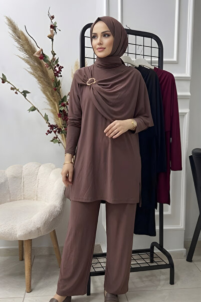 SAYRA طقم نسائي من قطعتين بتصميم محتشم، بنطلون تونيك صيفي مريح، مزيج أنيق للا...