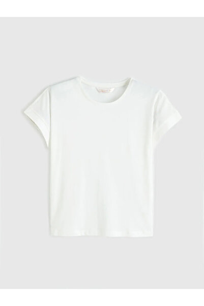 LC Waikiki Γυναικείο Τοπ Πιτζάμας Ecru Crew Neck