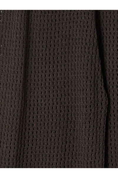 LC Waikiki Καφέ Γυναικείο Παντελόνι με Ελαστική Μέση και Διάτρητο Σχέδιο