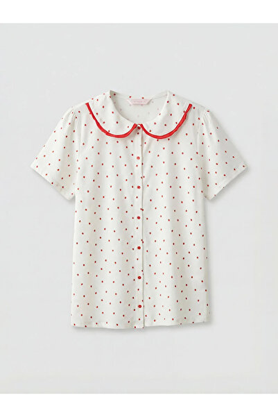 LC Waikiki Εκρού Βρεφικό Κολάρο Πουά Πιτζάμα Εγκυμοσύνης Τοπ