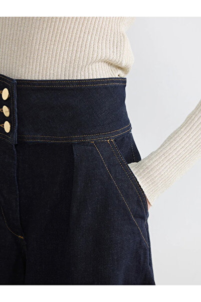 LC Waikiki Γυναικείο τζιν παντελόνι σε μπλε ναυτικό χρώμα, ψηλόμεσο, με φαρδι...