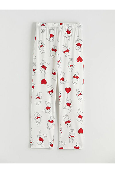 LC Waikiki Εκρού Γυναικείο Παντελόνι Πιτζάμας με στάμπα Winnie the Pooh